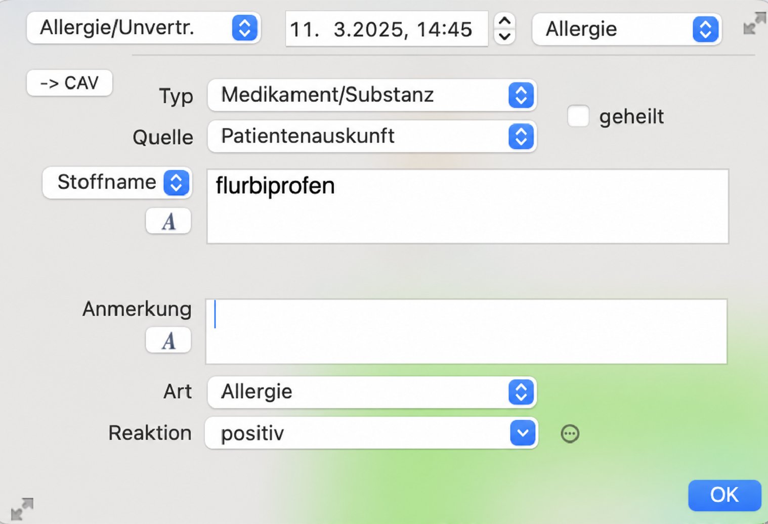 Allergiedokumentation Praxissoftware Schweiz Allergiedokumentation Praxissoftware Schweiz