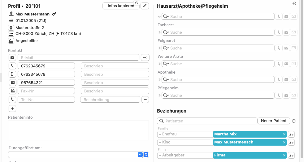 tomedo Familienverknüpfung