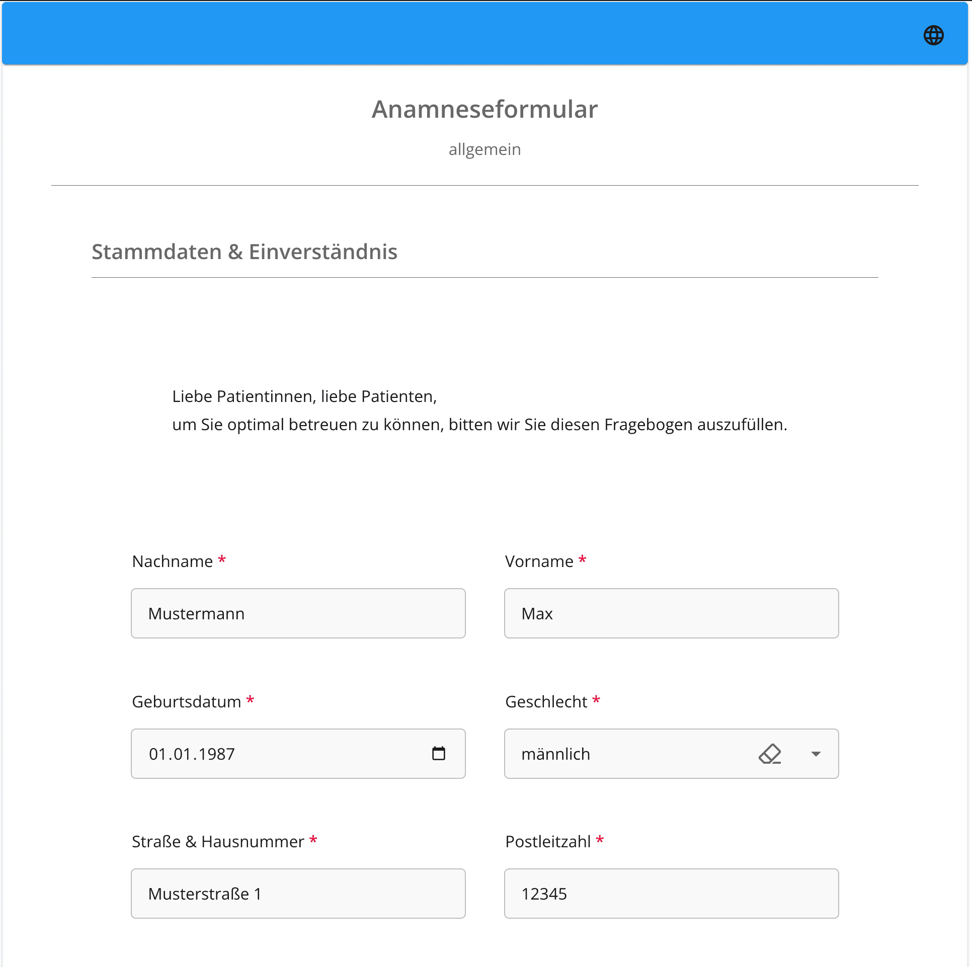 tomedo-screen-anamneseformular patientenformulare und patientenaufklaerung